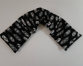 Rice Heating Pad, Heating Pack, Heated Neck Wrap, Microwave Heating Pad, Flax seed, Scented or Unscented BLACK FEATHER