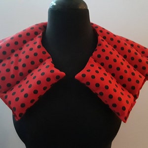 Heat Pack for Neck and Shoulders/ Rice Heating Pad, Flaxseed, Microwave heating pad /  Scented or Unscented- Gift for women-  red black dot