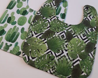 Cactus Bib, Baby Bib, Monstera Bib,Dribble Bib, Handmade Bib, Drool Bib,