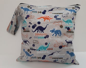 Wet Bag, Dinosaur Wet Bag For Cloth diapers, Sports Bag, Dirty Diaper Bag, Wet Dry Bag, Gym Bag, Cosmetic Bag, Diaper clutch