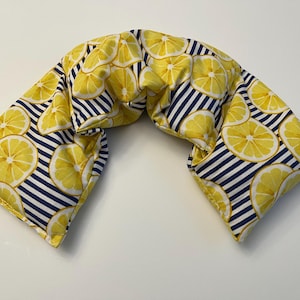 Rice Heating Pad, Heating Pack, Heated Neck Wrap,Hot Pack,Microwave Heating Pad, Scented or Unscented-Navy Lemons