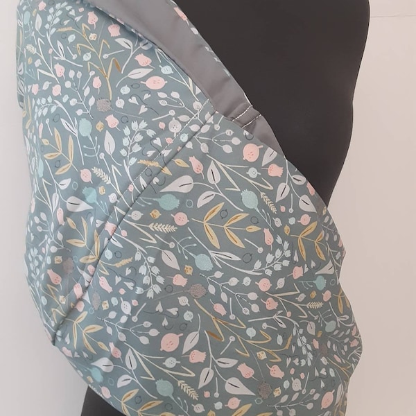 Baby Sling  Baby Carrier - Sage Floral Baby Sling, Choose Your Lining Color