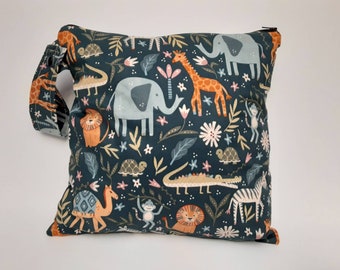 Jungle Animals Wet Bag: Cloth Diaper, Gym & Swim Bag