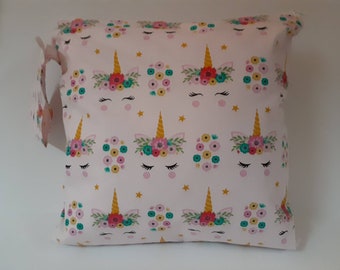 Wet Bag , Unicorn Wet Bag For Cloth diapers, Sports Bag, Dirty Diaper Bag,Wet Dry Bag, Gym Bag, Cosmetic Bag, bikini bag