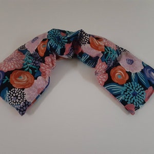 Rice Heating Pad, Heating Pack, Heated Neck Wrap, Microwave Heating Pad, Flax seed, Scented or Unscented -Navy Zinnia