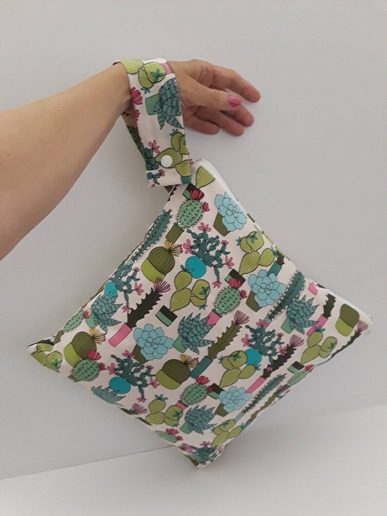 Wet Bag ,Cactus Bag, Cloth Diaper Wet Bag, Wet Dry Bag, Gym Bag, Eco Bag, water resistant bag image 4