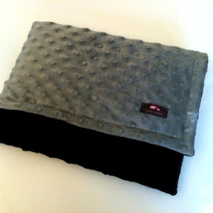 Minky Blanket, Baby Blanket, Crib Blanket, Baby Gift Gray and Black blanket  35 x 30