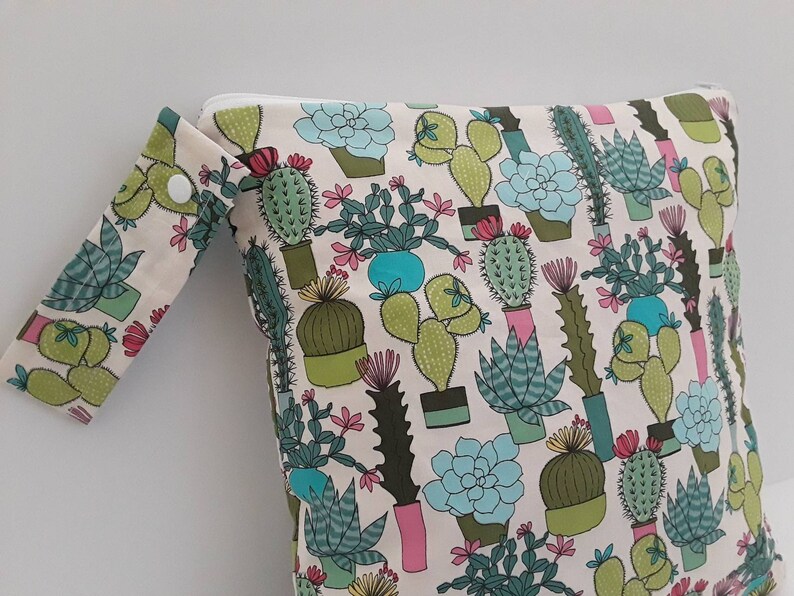 Wet Bag ,Cactus Bag, Cloth Diaper Wet Bag, Wet Dry Bag, Gym Bag, Eco Bag, water resistant bag image 2