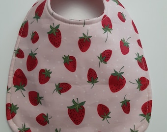 Baby Bib, Strawberry Baby Bib, Dribble Bib, Handmade Bib, Drool Bib, Matching Burp Cloths