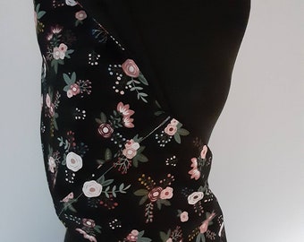 Babytrage, Tragetuch - Schwarz Floral Baby Sling, Beutel Tragetuch, wählen Sie Ihre Futterfarbe