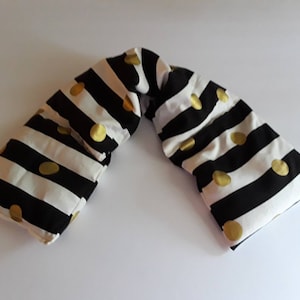 Heat Pack or Cold Therapy Wrap/ Neck Shoulder/ Flax Seed, Rice Heating Pad,Scented or Unscented  -back stripe gold