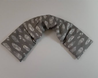 Rice Heating Pad, Heating Pack, Heated Neck Wrap, Microwave Heating Pad, Flax seed, Scented or Unscented GRAY FEATHER