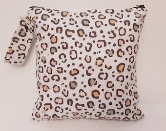 Witte Cheetah natte zak, natte zak voor stoffen luiers, sporttas, vuile luiertas, natte droge tas, sporttas, make-uptas, luierkoppeling,