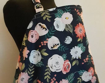 Navy Floral Rose Nursing Cover, Breastfeeding Feeding Cover up, Nursing cover up,