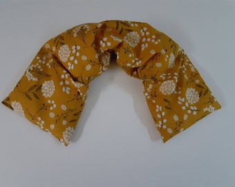 Rice Heating Pad, Heating Pack, Heated Neck Wrap, Microwave Heating Pad, Flax seed, Scented or Unscented -Mustard Floral