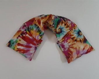 Rice Heating Pad, Heating Pack, Heated Neck Wrap, Microwave Heating Pad, Flax seed, Scented or Unscented - Tie Dye