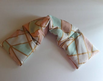 Hot Pack,Rice heating pad,  Heated neck warmer, Microwave Heating Pad, Cold Pack, Scented or Unscented  -  peach prism gold