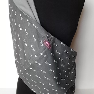 Baby Sling  Baby Carrier - Gray with White Arrows, Choose Your Lining Color