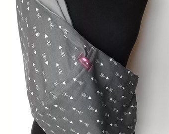 Baby Sling  Baby Carrier - Gray with White Arrows, Choose Your Lining Color