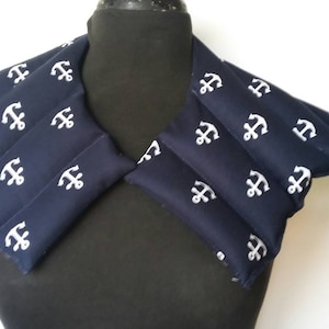 Rice Heating Pad Flaxseed /Microwave Heat Pad, Hot or Cold Therapy Wrap/ Unsceted or Scented/ Gift for Mom- Navy Anchor