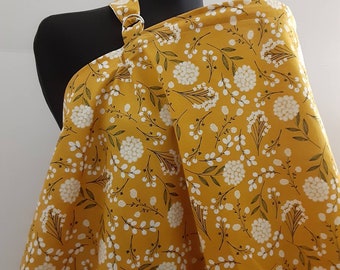 Nursing Cover, Mustard Yellow Nursing Cover,  Breastfeeding Feeding Cover up, Nursing cover up, yellow mustard floral