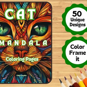 Adult Coloring Pages, Adult Coloring Book, Mandala Coloring  Self Care, Coloring Sheets, Cat Mandalas Stress Relief, personal gifts