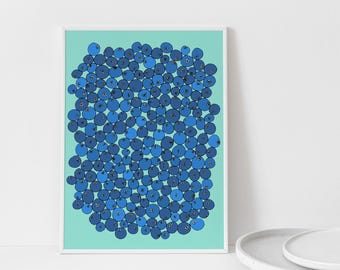 Fine Art Print of Blueberries Hand Drawn Illustration