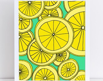 Fine Art Print of Lemons Hand Drawin Illustration