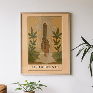 Poster dei Tarocchi Ace of Blunts – 420 Tarocchi da parete, stampa Stoner, mazzo di Tarocchi ispirato alla cannabis, simbolismo del Blunt,