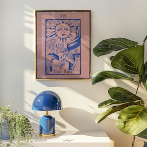 Pôster de Tarô The Sun – Arte de parede moderna com cartas de tarô, download digital em estilo vintage, decoração de quarto mística e psíquica