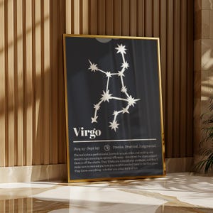 Virgo Zodiac Constellation Poster Minimalist Astrology Wall Art Modern Horoscope Print for Home Decor Virgo Gift Idea