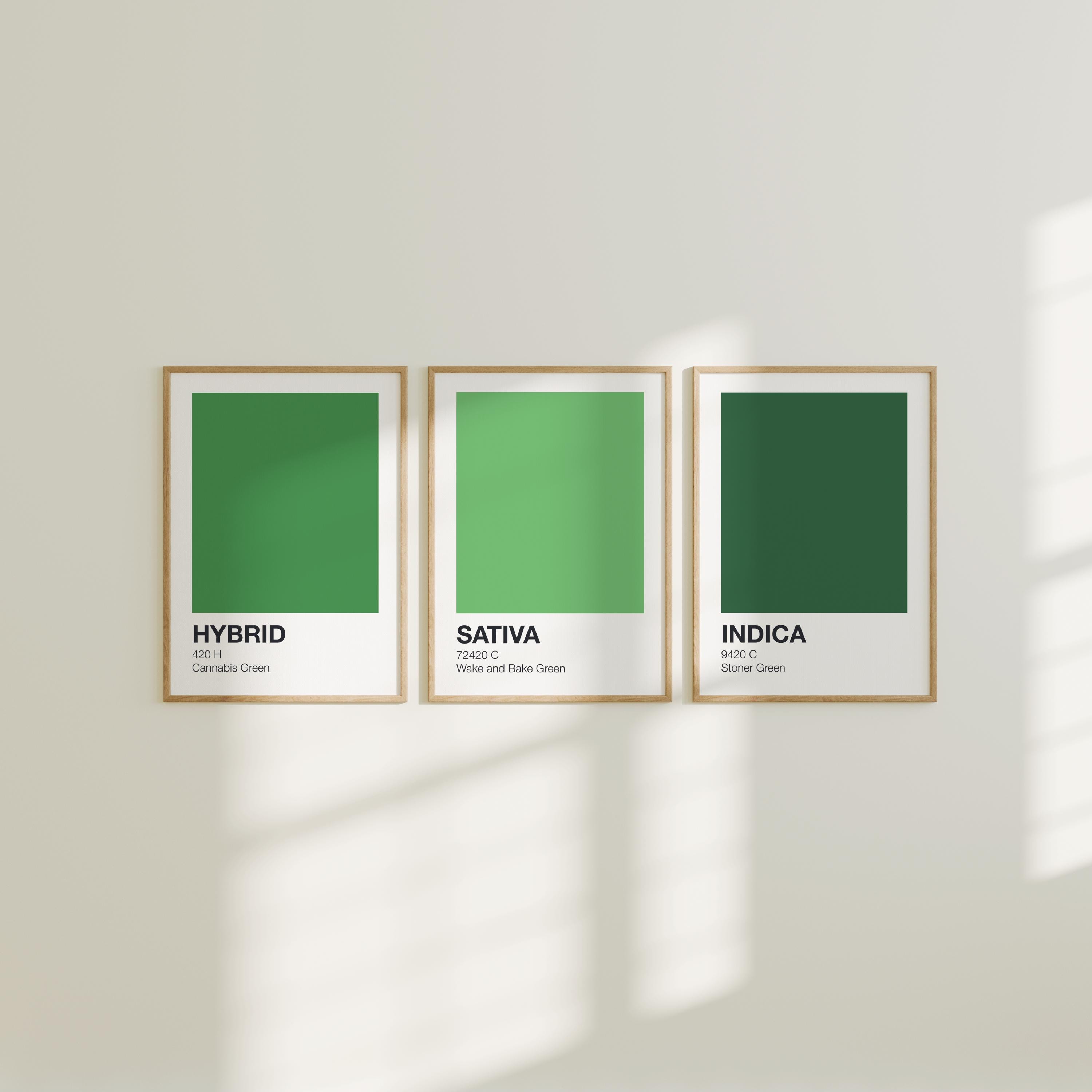 420 Color Palette Poster Set, Sativa Indica Hybrid Cannabis Wall Art ...
