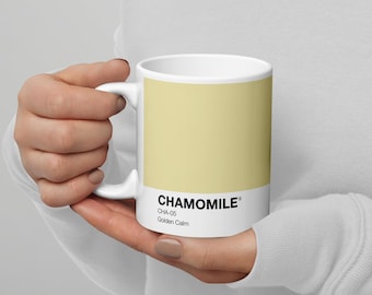 CHAMOMILE Color Swatch Mug – Minimalist Tea Mug, Soft Yellow Ceramic Mug, Herbal Tea Lover Gift, Calm Aesthetic Coffee Cup, 11 oz Mug