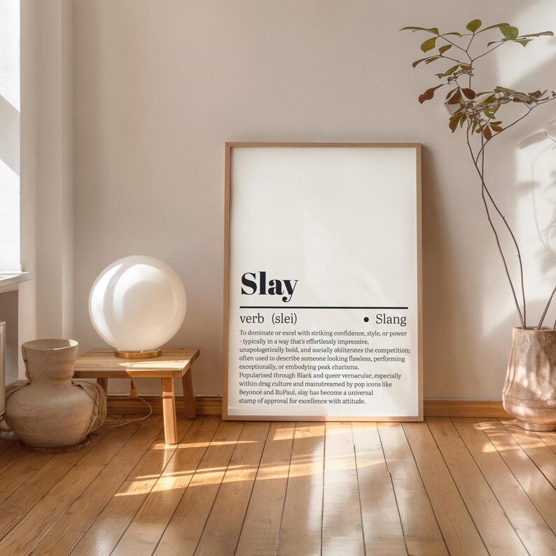 Slay Letter R Slay Definition Poster – Modern Slang Wall Art | Black & White ...