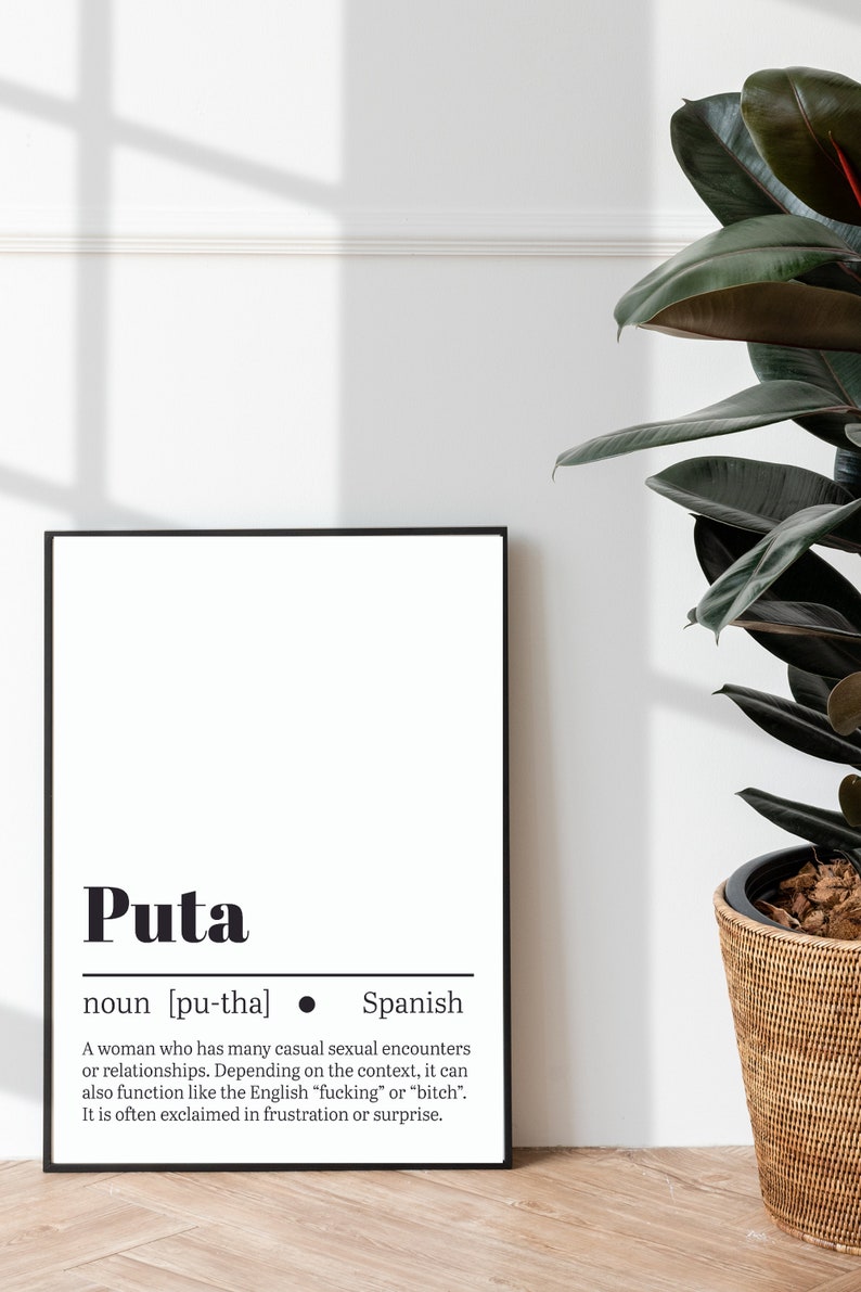 Spanish Word "Puta" Dictionary Definition Digital Poster - Printable Wall Art