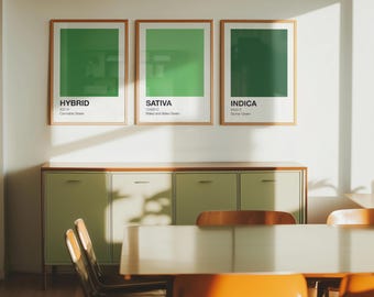 420 Color Palette Poster Set, Sativa Indica Hybrid Cannabis Wall Art, Weed Digital Print Bundle, Pantone Style Printable Posters, Download