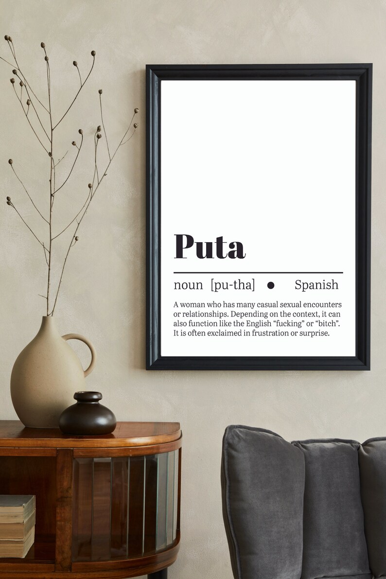 Spanish Word "Puta" Dictionary Definition Digital Poster - Printable Wall Art