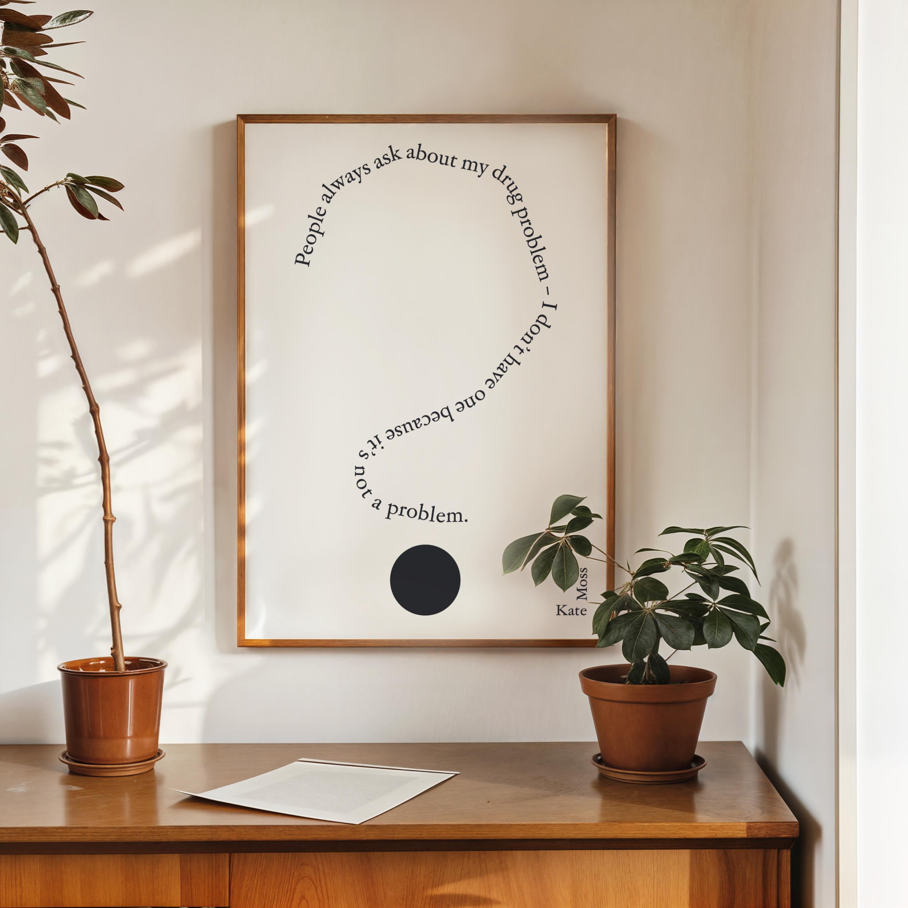 ケイト・モスの名言ポスター「私は薬物問題を抱えていない」 - 物議を醸すファッションアートプリント、タイポグラフィの壁装飾 - Etsy 日本, image size:3000x3000