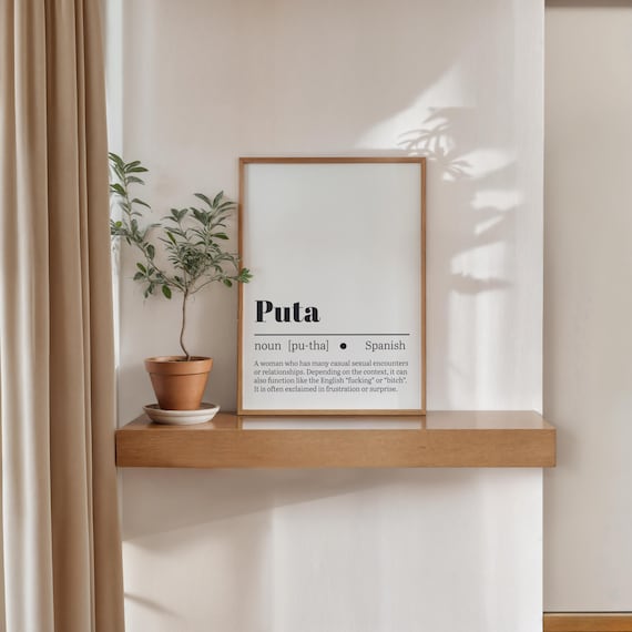 Puta Spanish Dictionary Poster – Funny Printable Wall Art – Spanish Slang Typography – Digital Download – Minimalist Decor