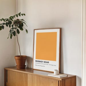 Whiskey Sour Poster Minimalist Cocktail Recipe Print Bar Art Modern Drink Recipe Wall Decor  Aesthetic Kitchen Art