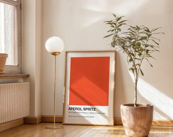 Aperol Spritz Art Print – Minimalist Cocktail Poster, Bar Cart Decor, Modern Kitchen Wall Art, Orange Aesthetic Drink Print, Aperitivo Gift
