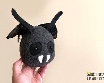 Stuffed Mothman Fiber Art Doll, Creepy Moth Halloween Decor Figure with Wings, Plushoween, READY TO SHIP