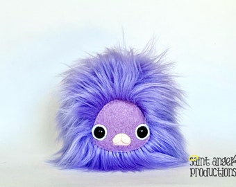 Soft Purple Little Monster, Furry Plush Art Decor, READY TO SHIP