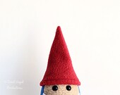 Stuffed Mini Gnome Plushie, Small Plush Garden Gnome in Red and Blue, Cute White Beard, MADE TO ORDER