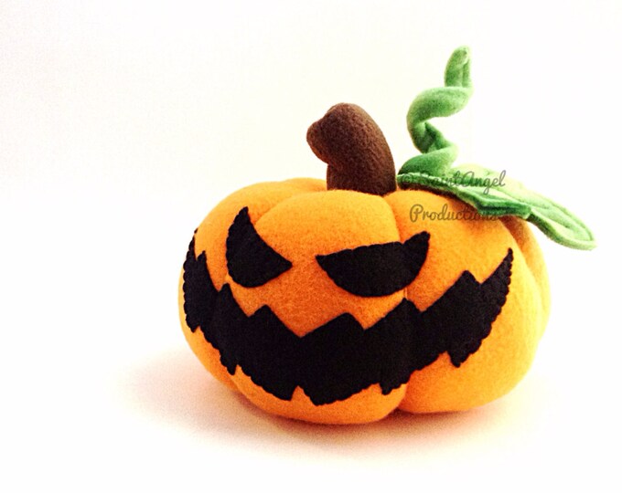 Stuffed Jack 'O Lantern Plush Scary Carved Pumpkin READY Etsy