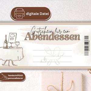 Dinerbon | Sjabloon voor maaltijdcheques | PDF-cadeaubon | Vul je DIY-adventskalender | Tijd tot tijd voucher
