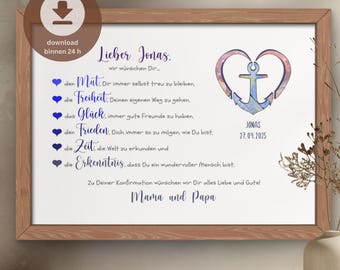 Personalized money gift for confirmation boy | Digital confirmation gift | DIY money confirmation card | PDF download for printing