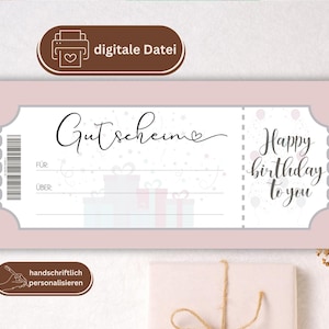 誕生日クーポンPDF |ギフト券テンプレート |デジタル旅行券 |バウチャーを印刷 |誕生日プレゼントDIY |時間を与えてください