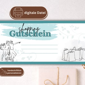 Shopping voucher PDF | Digital shopping voucher | Gift voucher template | Voucher can be personalized individually | Instant download