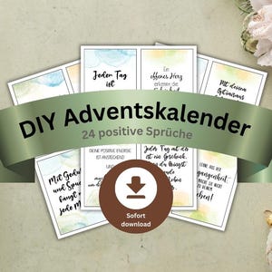 Calendario de Adviento DIY para imprimir | PDF "refranes motivacionales" | Haz tus propias tarjetas de Adviento | 24 tarjetas con refranes | calendario positivo